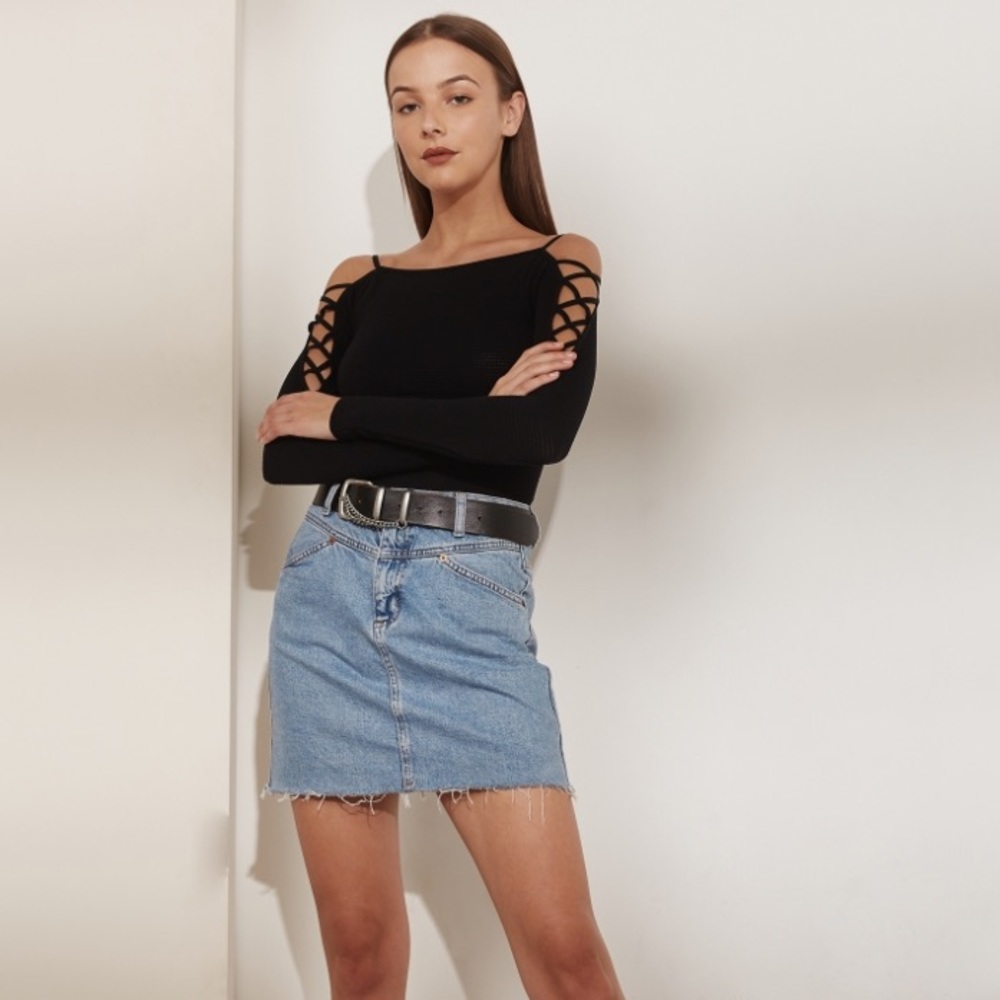 Free People cutout knit blouse